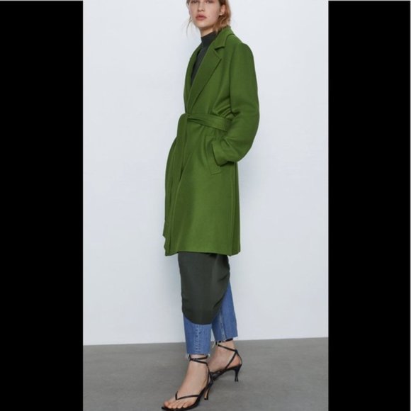 Zara Green Wrap Coat - Picture 6 of 6